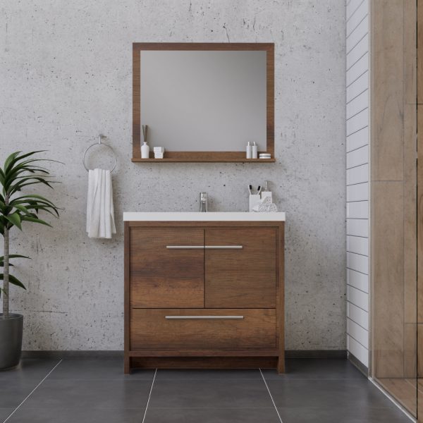 Alya Bath Sortino 36" Modern Bathroom Vanity, Rosewood