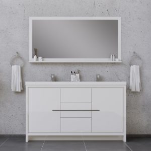 Alya Bath Sortino 60 Inch Double  Bathroom Vanity, White