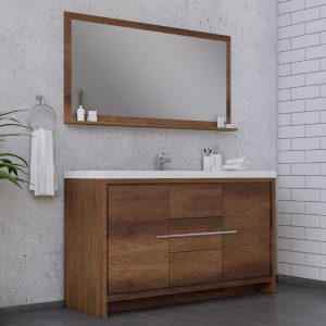 Alya Bath Sortino 60 Inch Single Bathroom Vanity, Rosewood