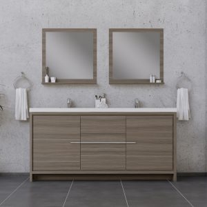 Alya Bath Sortino 72 Inch Double Modern Bathroom Vanity Gray