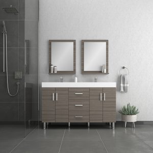 Alya Bath Ripley Modern 60 inch Double Bathroom Vanity, Gray