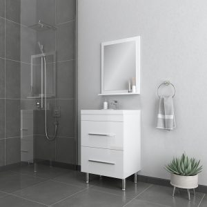 Alya Bath Ripley 24 inch Modern Bathroom Vanity, White