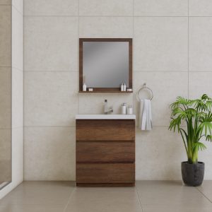 Alya Bath Paterno 30 inch Modern Bathroom Vanity, Rosewood
