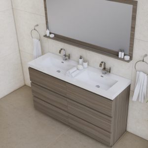Alya Bath Paterno 60 inch Double Bathroom Vanity, Gray