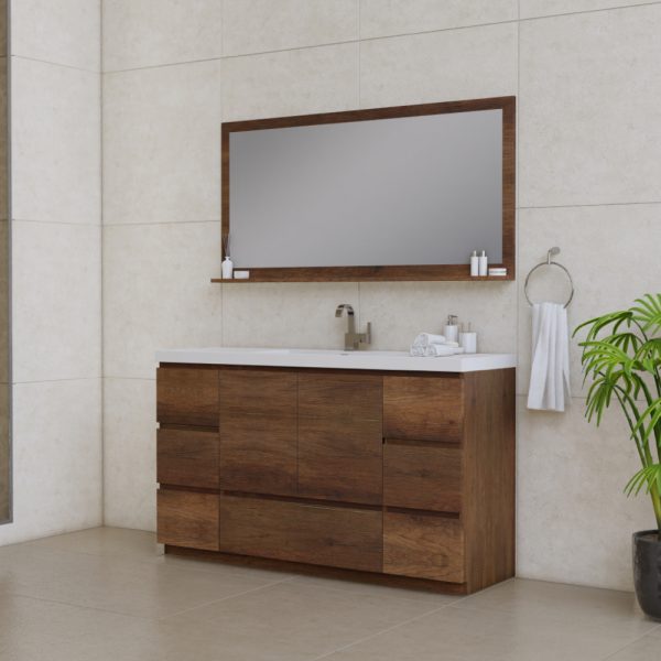 Alya Bath Paterno 60 inch Single Bathroom Vanity, Rosewood