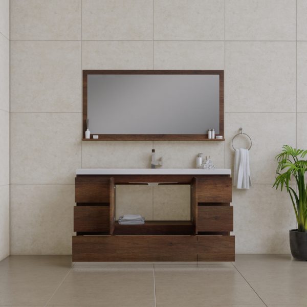 Alya Bath Paterno 60 inch Single Bathroom Vanity, Rosewood