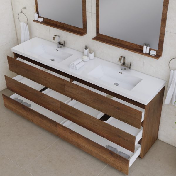 Alya Bath Paterno 84 inch Double Bathroom Vanity, Rosewood