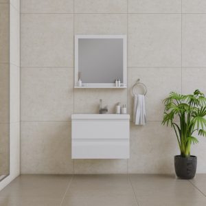 Alya Bath Paterno 30 Inch Wall Mount Bathroom Vanity White