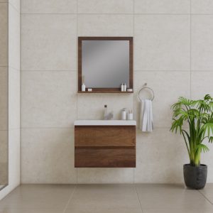 Alya Bath Paterno 30 Inch Wall Mount Bathroom Vanity Rosewood
