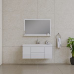 Alya Bath Paterno 48 inch Wall Mount Bathroom Vanity White