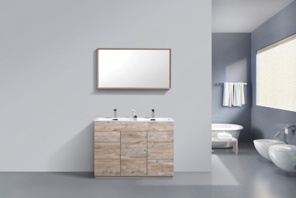 Milano 48" Double Nature Wood Modern Bathroom Vanity