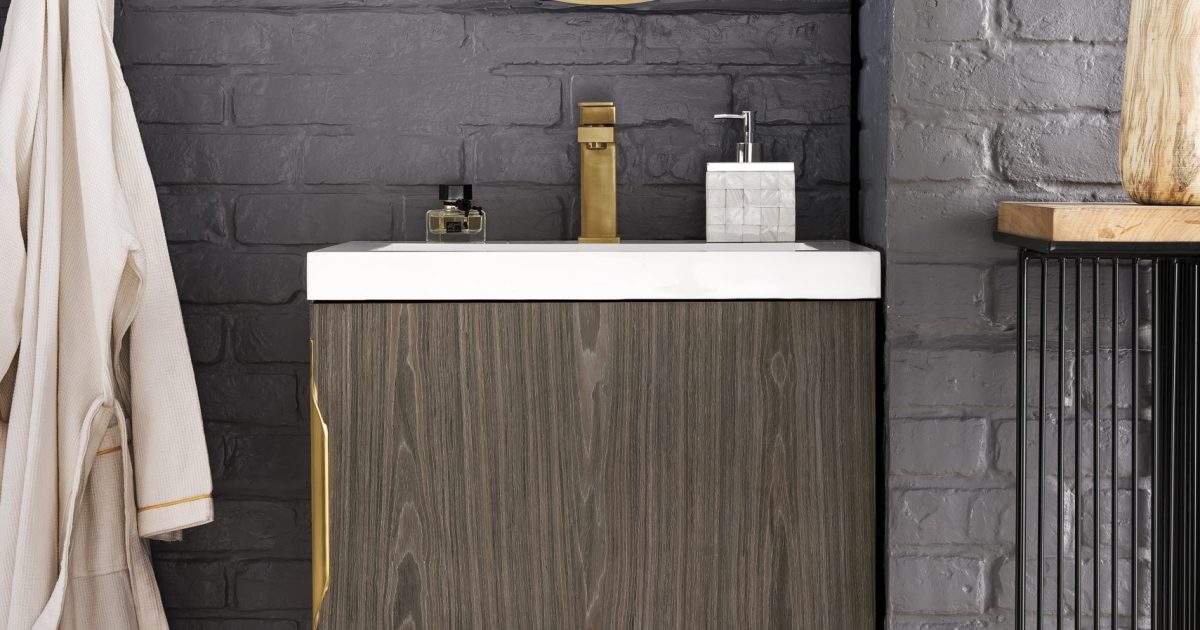 24 Columbia Single Bathroom Vanity, Ash Gray w/ Radiant Gold Base –  Vanities Depot