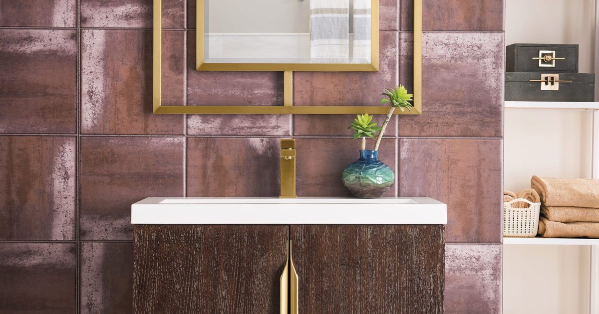 Columbia 31.5 Bathroom Vanity, Coffee Oak, Radiant Gold
