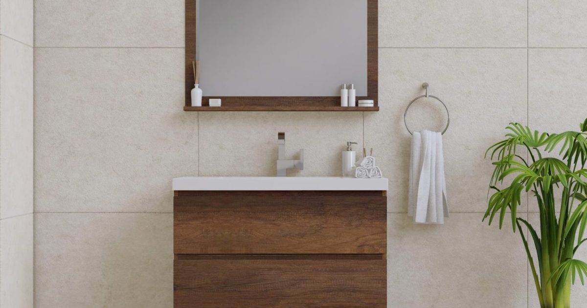 Alya Bath Paterno 36 inch Modern Bathroom Vanity, Rosewood