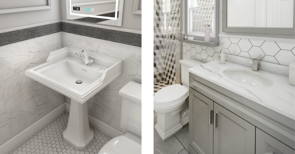 square or oval sink in bathroom