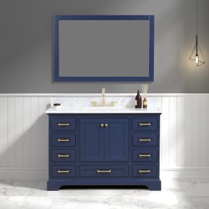 Copenhagen 48″ Bathroom Vanity Navy Blue With Marble Top