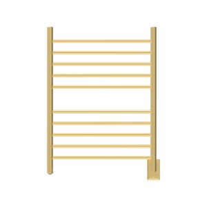 Radiant Hardwired Straight 10 Bar Towel Warmer in Polished Gold