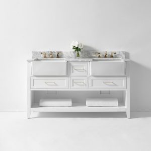 Hayley 60" Bath Vanity Set in White with Gold Hardware