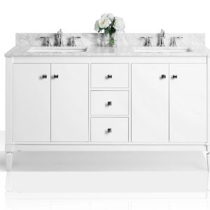Kayleigh 60" Bath Vanity Set in White with Chrome Hardware