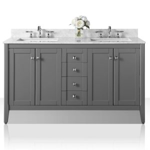Shelton 60 in. Bath Vanity Set in Sapphire Gray with Chrome Hardware