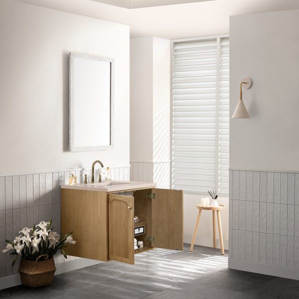 Laurent 30" Bathroom Vanity In Light Natural Oak With Eternal Marfil Top