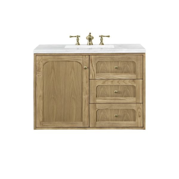Laurent 36" Bathroom Vanity In Light Natural Oak With Arctic Fall Top
