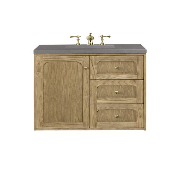 Laurent 36" Bathroom Vanity In Light Natural Oak With Grey Expo Top