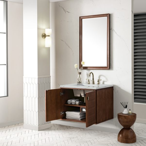 Amberly 30" Bathroom Vanity In Mid-Century Walnut With Ethereal Noctics Top