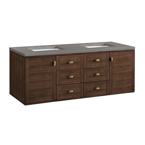 Amberly 60" Double Vanity In Mid-Century Walnut With Grey Expo Top