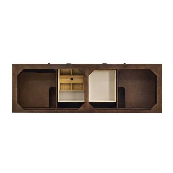 Amberly 72" Double Bathroom Vanity Cabinet In Mid-Century Walnut