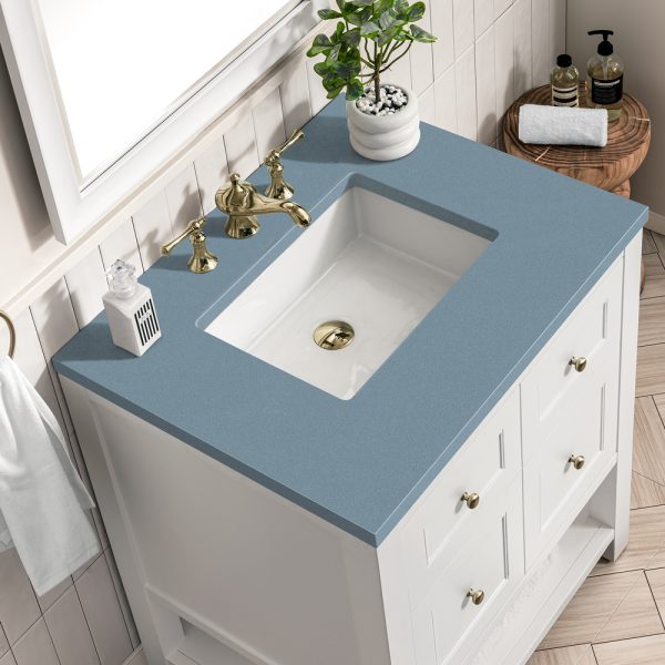 Breckenridge 30" Bathroom Vanity In Bright White With Cala Blue Top