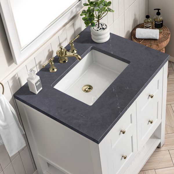 Breckenridge 30" Bathroom Vanity In Bright White With Charcoal Soapstone Top