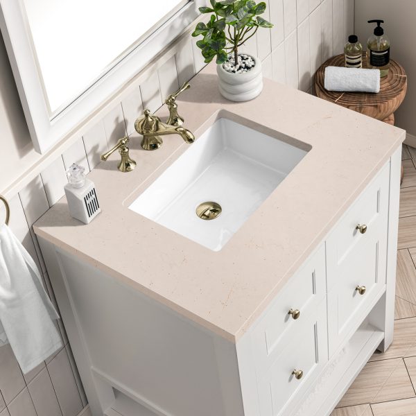 Breckenridge 30" Bathroom Vanity In Bright White With Eternal Marfil Top