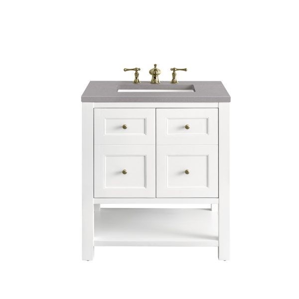 Breckenridge 30" Bathroom Vanity In Bright White With Grey Expo Top