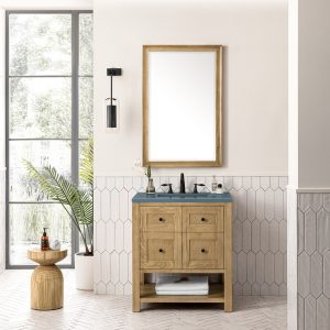 Breckenridge 30" Bathroom Vanity In Natural Light Oak With Cala Blue Top