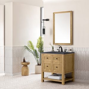 Breckenridge 30" Bathroom Vanity In Natural Light Oak With Charcoal Soapstone Top