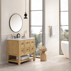 Breckenridge 36" Bathroom Vanity In Bright White With Arctic Fall Top