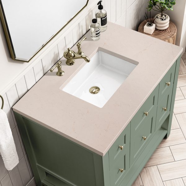 Breckenridge 36" Bathroom Vanity In Smokey Celadon With Eternal Marfil Top