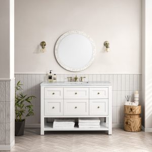 Breckenridge 48" Bathroom Vanity In Bright White With Arctic Fall Top