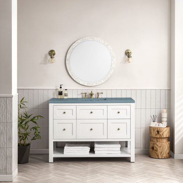 Breckenridge 48" Bathroom Vanity In Bright White With Cala Blue Top