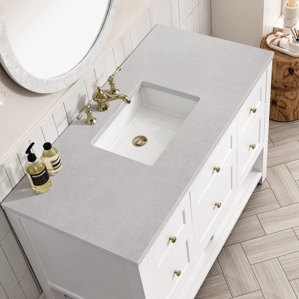 Breckenridge 48" Bathroom Vanity In Bright White With Eternal Serena Top