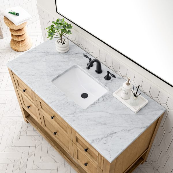 Breckenridge 48" Bathroom Vanity In Natural Light Oak With Carrara Marble Top