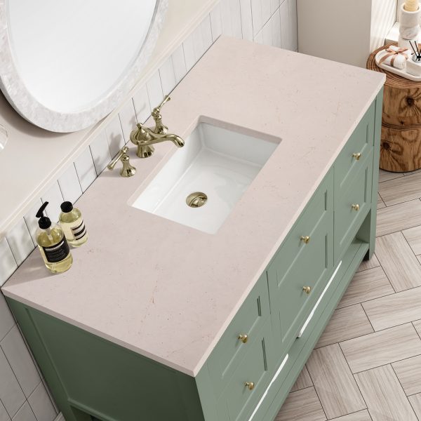 Breckenridge 48" Bathroom Vanity In Smokey Celadon With Eternal Marfil Top