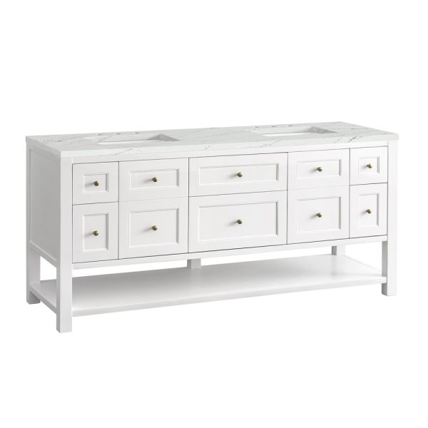Breckenridge 72" Double Bathroom Vanity In Bright White With Ethereal Noctis Top
