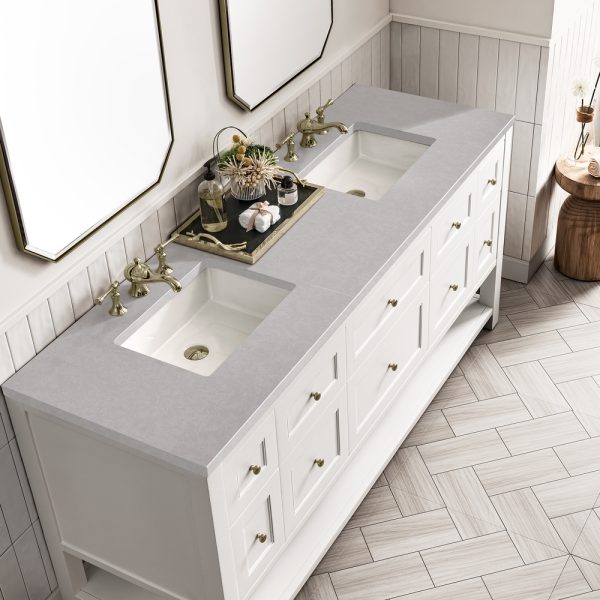 Breckenridge 72" Double Bathroom Vanity In Bright White With Eternal Serena Top