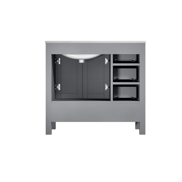 Jacques 36" Distressed Grey Bathroom Vanity With Carrara Marble Top Right