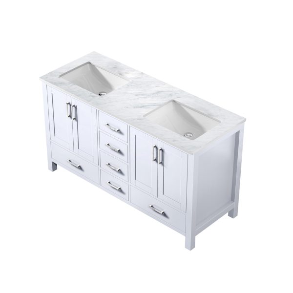 Jacques 60" White Bathroom Vanity With Carrara Marble Top