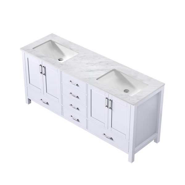 Jacques 72" White Bathroom Vanity With Carrara Marble Top