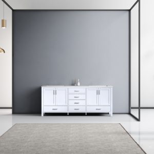 Jacques 80" White Bathroom Vanity With Carrara Marble Top