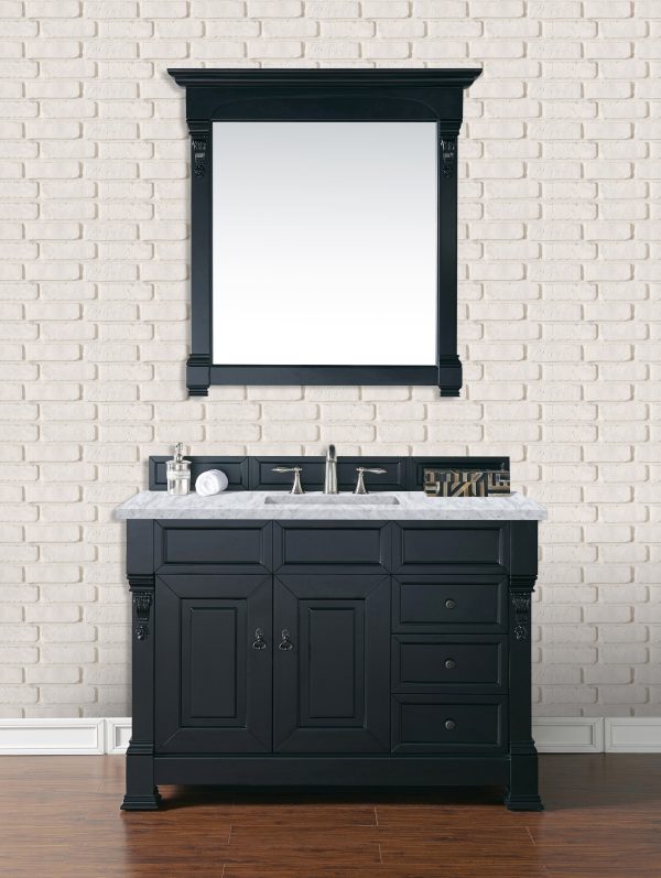 Brookfield 48 inch Bathroom Vanity in Antique Black With Carrara Marble Top Top